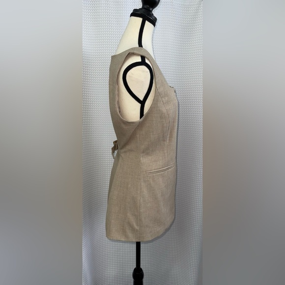 Rachel Zoe Tailored Vest Beige Square Neck Button Front Sleeveless Size 8 - Picture 8 of 12